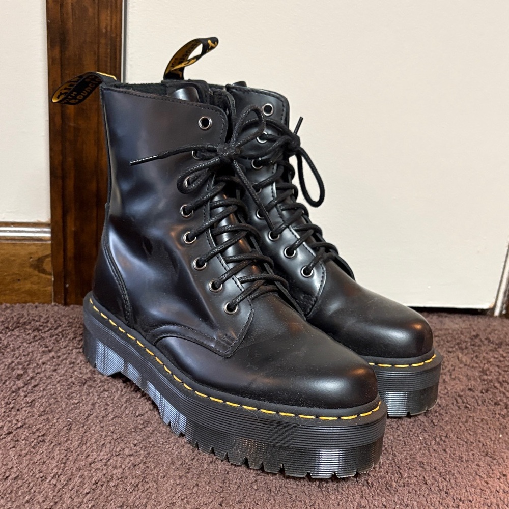 Black Leather Lace-Up Boots